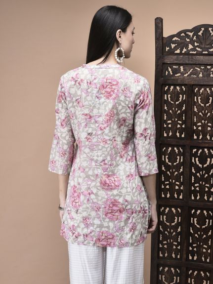 Shree Women Cotton Multicolor Floral Print Tunic